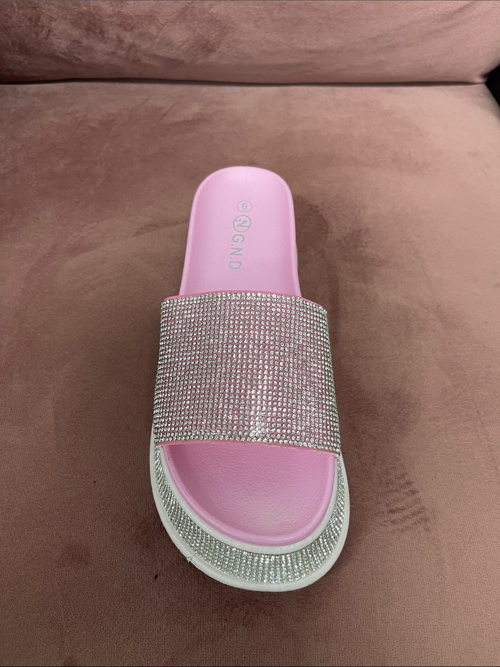 Pink Rhinestone Slide Sandals - Picture 8 of 8